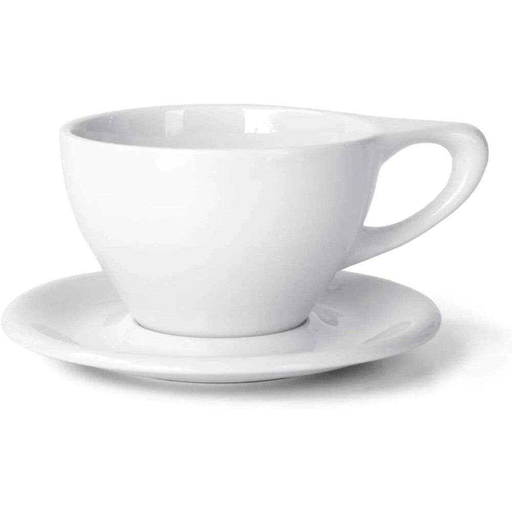 USED TWO NotNeutral Lino Latte Cup & Saucer White‎ Porcelain 12oz Modern Coffee